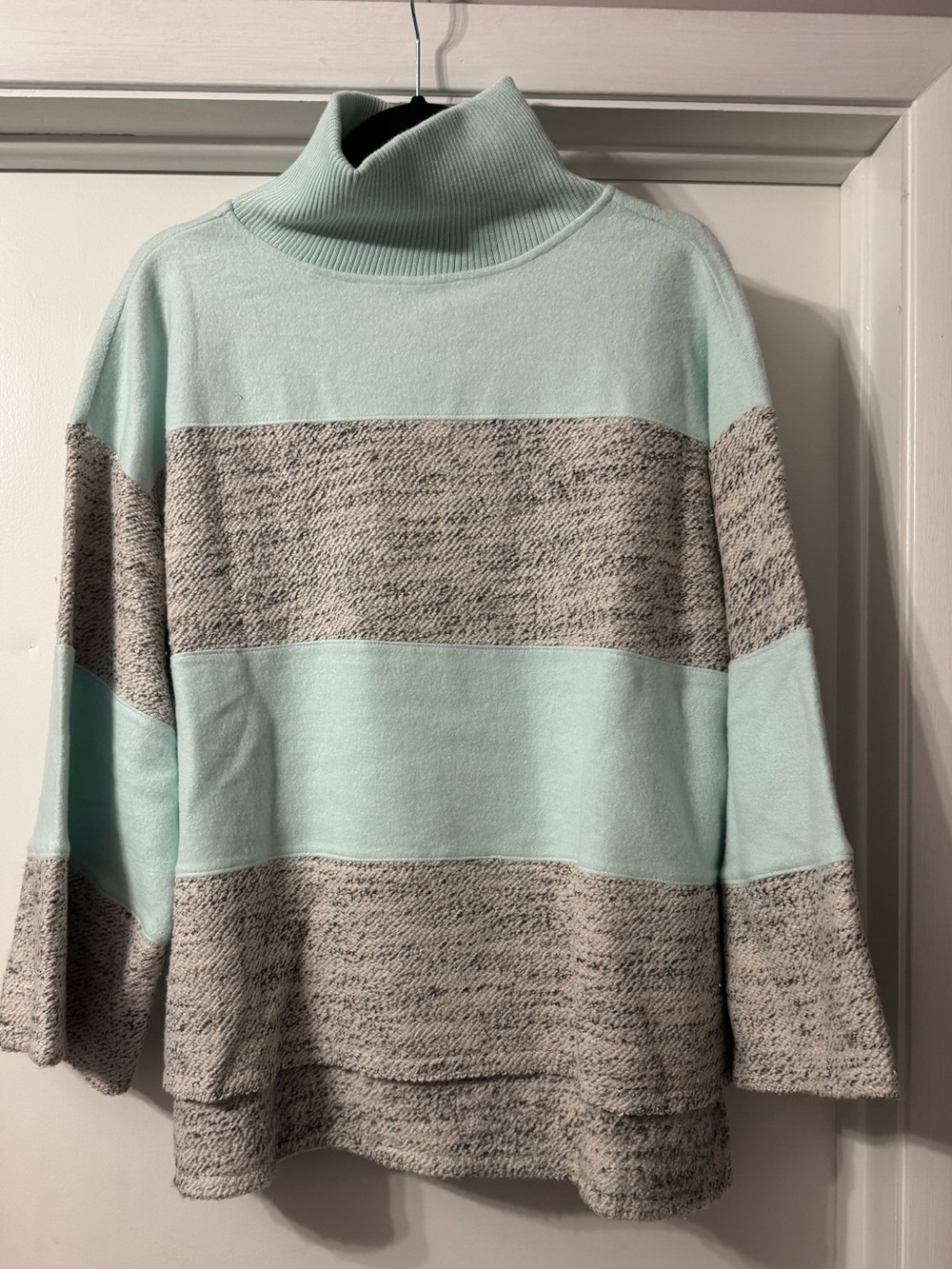 Daily Practice Turtleneck Stripe Sweater - Mint & Gray